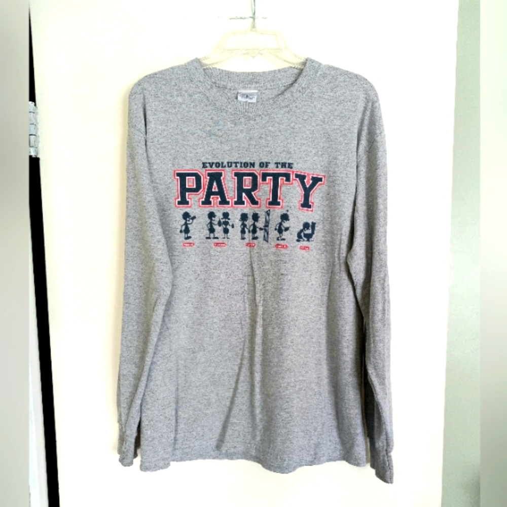Evolution of the Party graphic long sleeve crewneck t-shirt size M